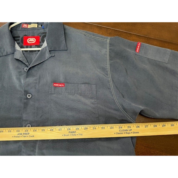Ecko Unltd Mens Mindquarters Graphic Vintage Y2K Polyester Camp Shirt Grey XL - Picture 4 of 10
